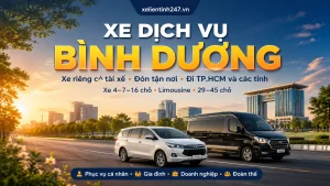 Xe dịch vụ Bình Dương có tài xế, phục vụ khách công tác, sân bay, du lịch và đoàn doanh nghiệp