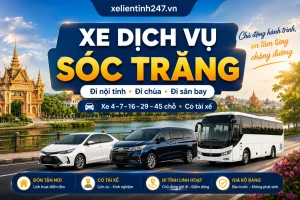 Xe dịch vụ Sóc Trăng phục vụ xe 4, 7, 16, 29, 45 chỗ, Carnival và Limousine có tài xế