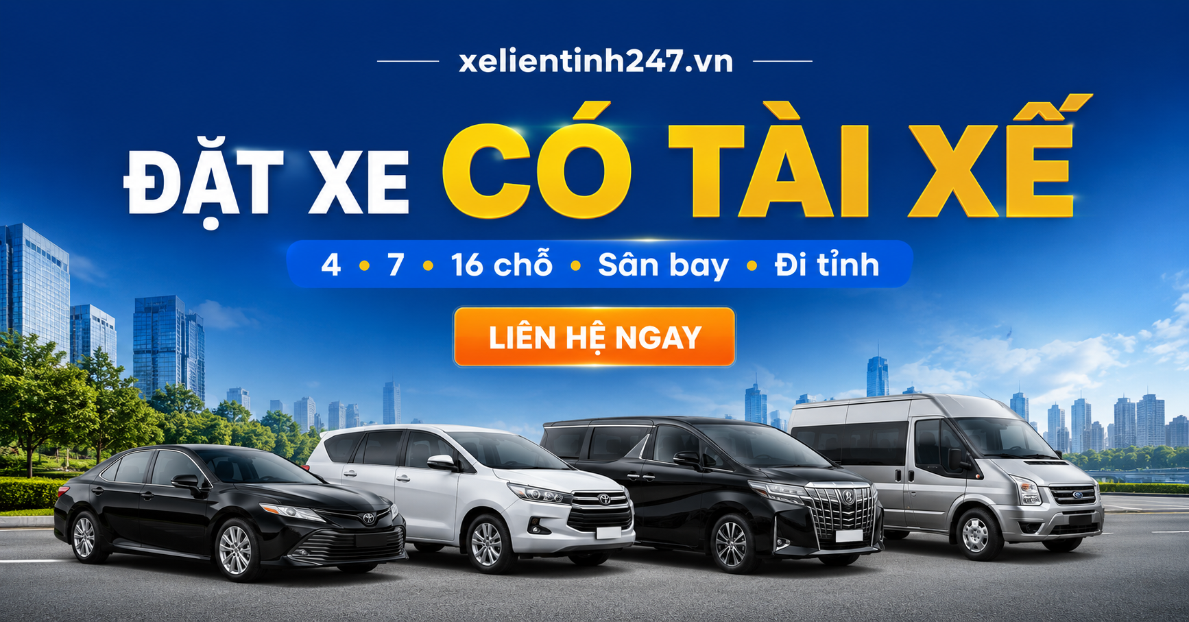 Đặt dịch vụ thuê xe có tài xế tại Xe Liên Tỉnh 247