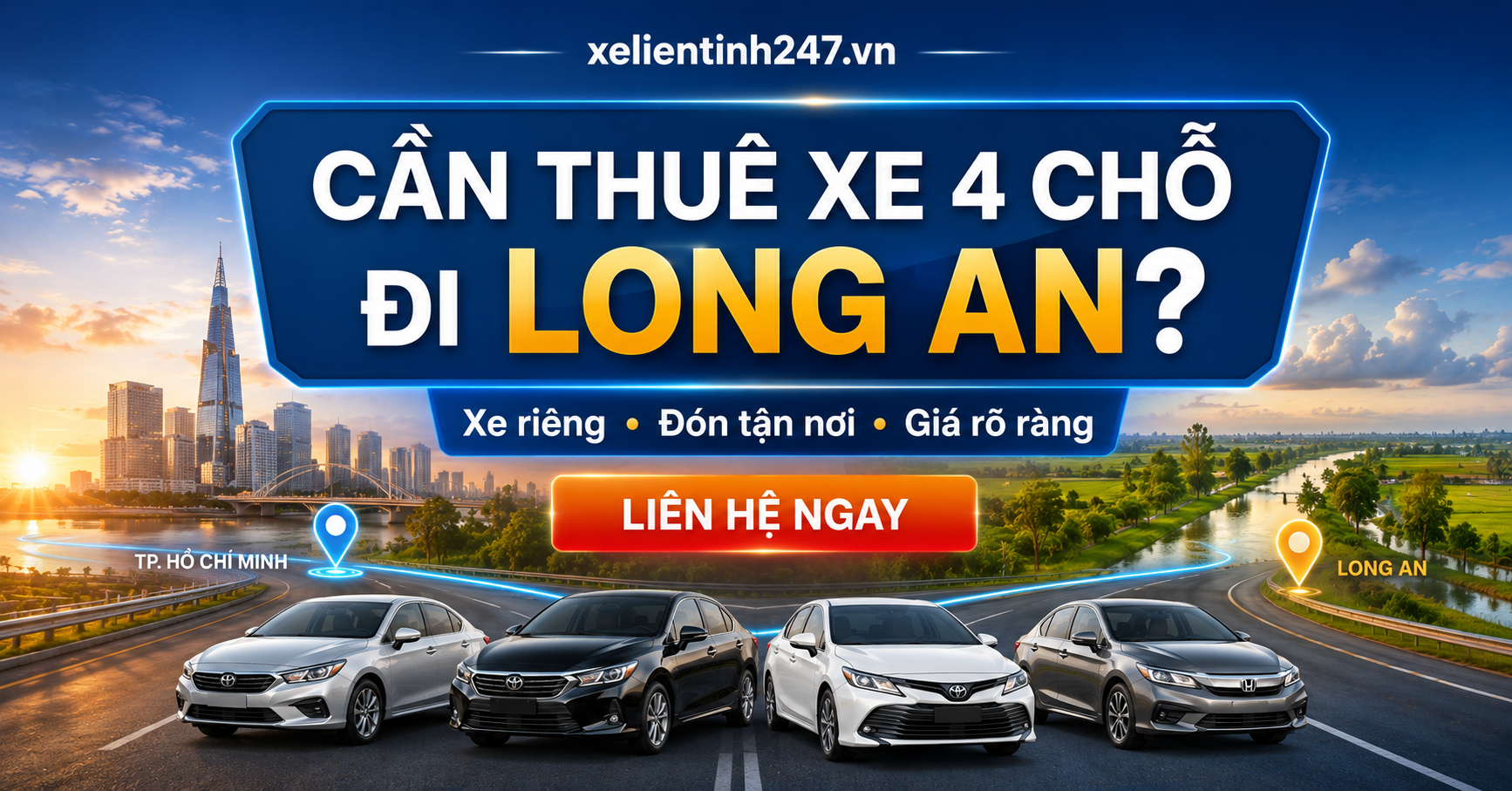 Đặt thuê xe 4 chỗ đi Long An tại Xe Liên Tỉnh 247