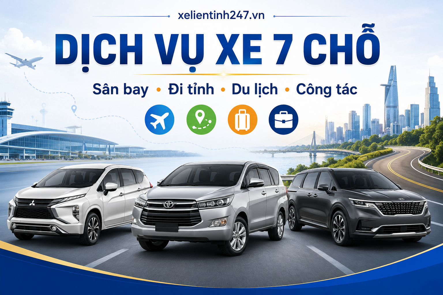 Cho thuê xe 7 chỗ tại TPHCM phù hợp đi sân bay, đi tỉnh, du lịch, công tác.