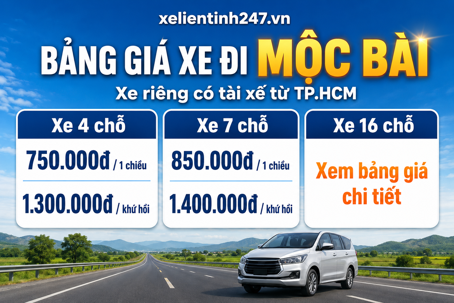 Bảng giá thuê xe đi Mộc Bài từ TP.HCM