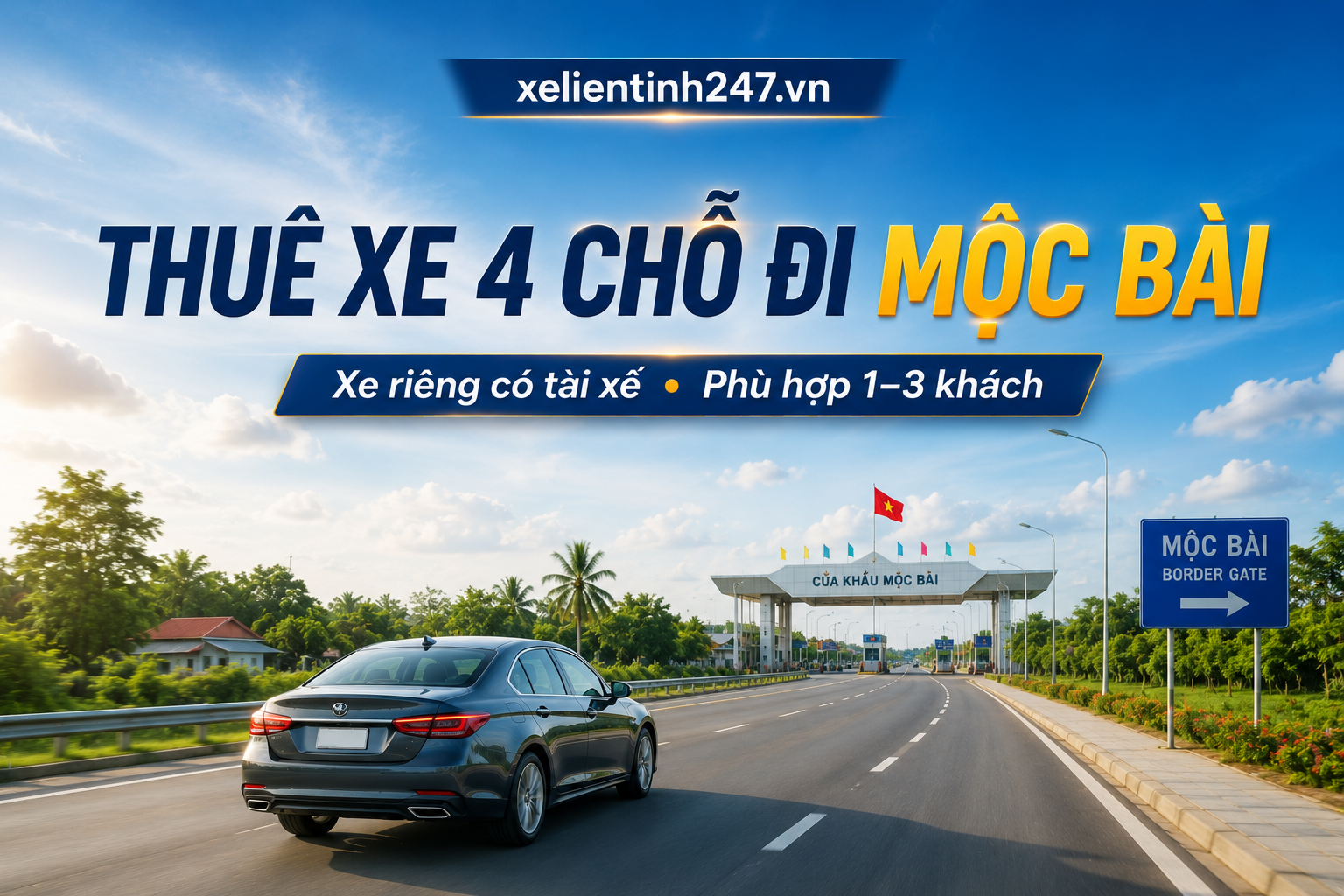 Thuê xe 4 chỗ đi Mộc Bài từ TP.HCM có tài xế