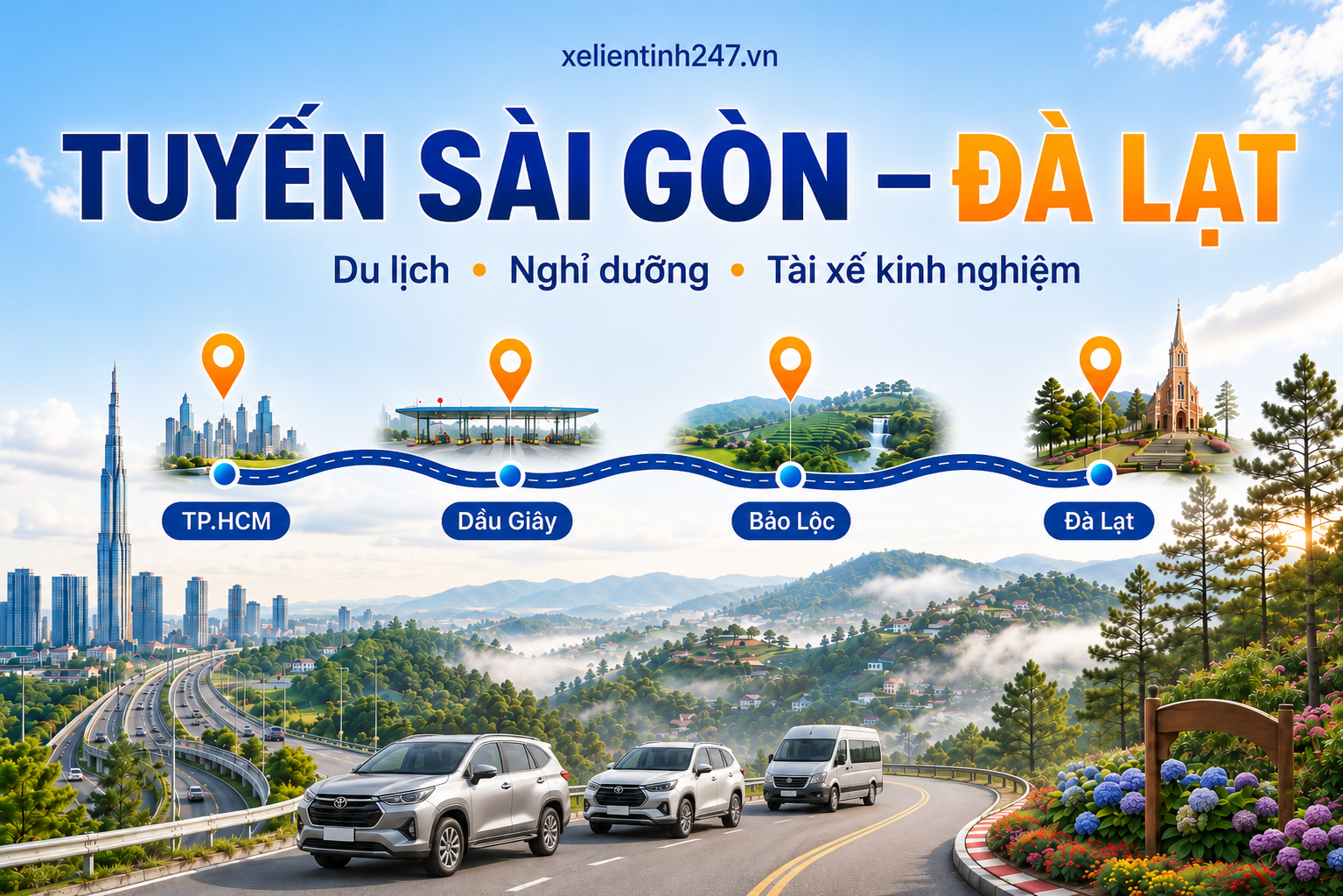 Tuyến thuê xe đi tỉnh từ TP.HCM đi Đà Lạt phù hợp du lịch, nghỉ dưỡng và chuyến đi nhiều ngày