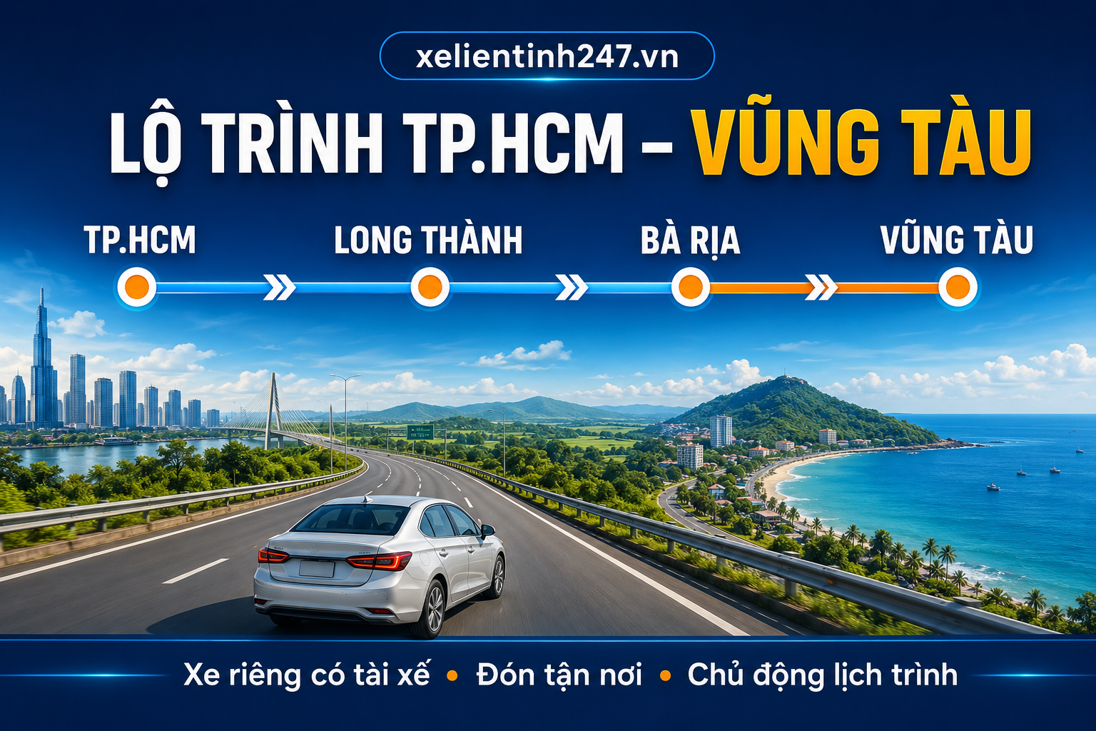 Lộ trình thuê xe 4 chỗ từ TP.HCM đi Vũng Tàu có tài xế