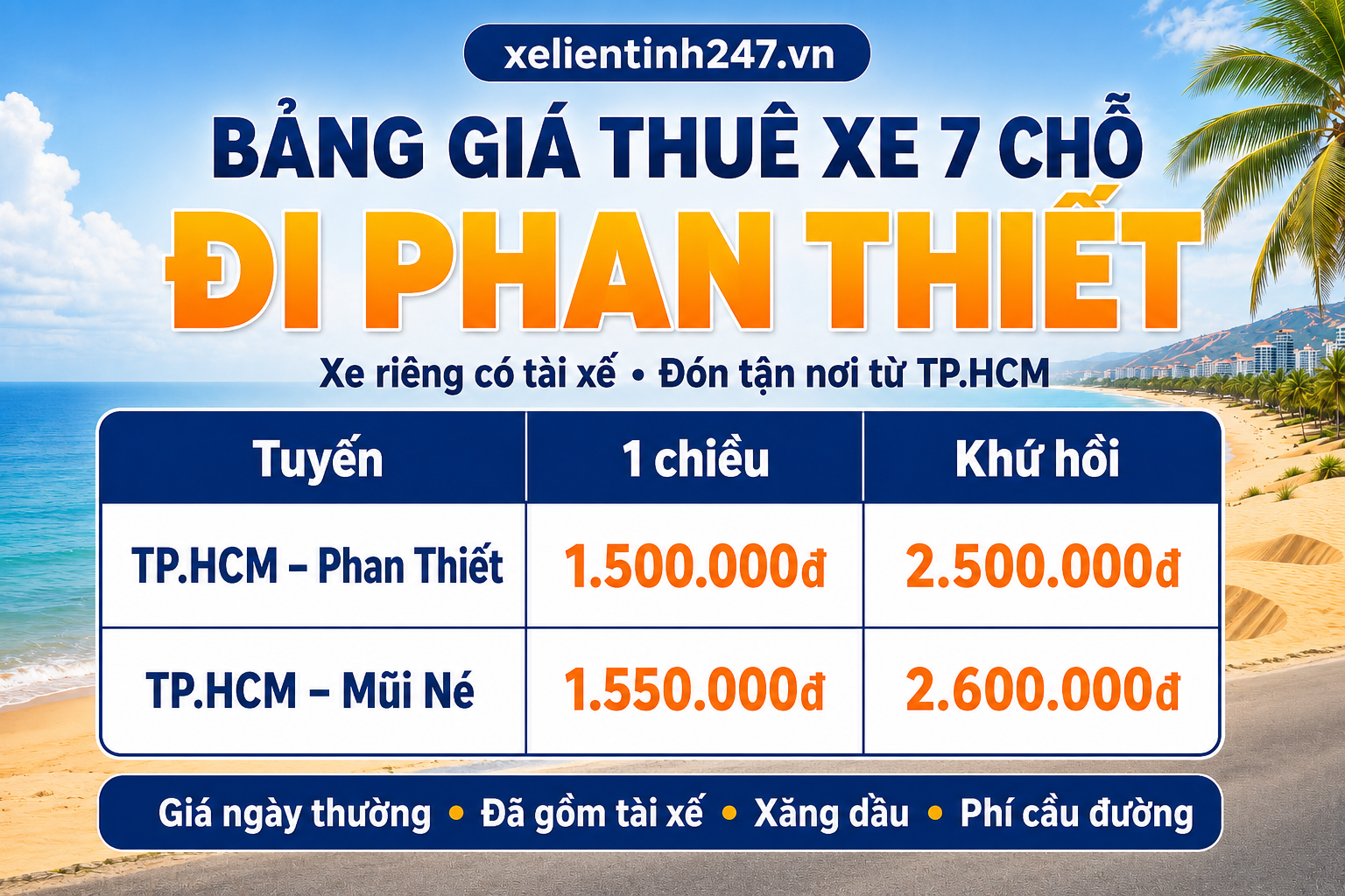 bang gia thue xe 7 cho di phan thiet