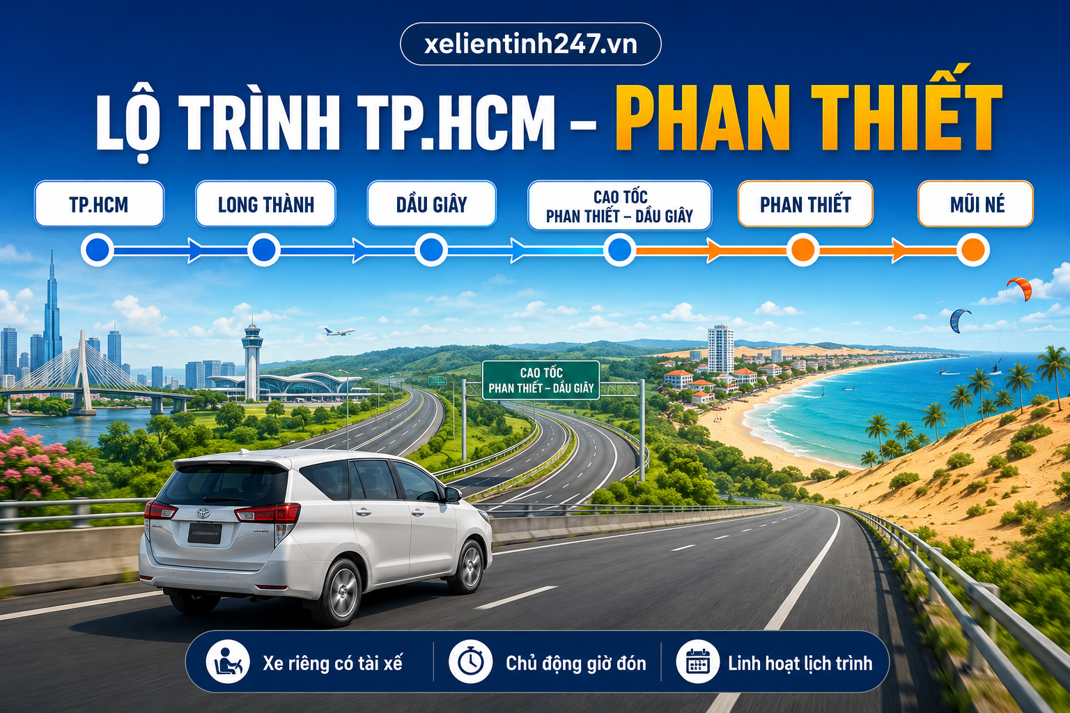 lộ trình thuê xe 7 chỗ đi phan thiết