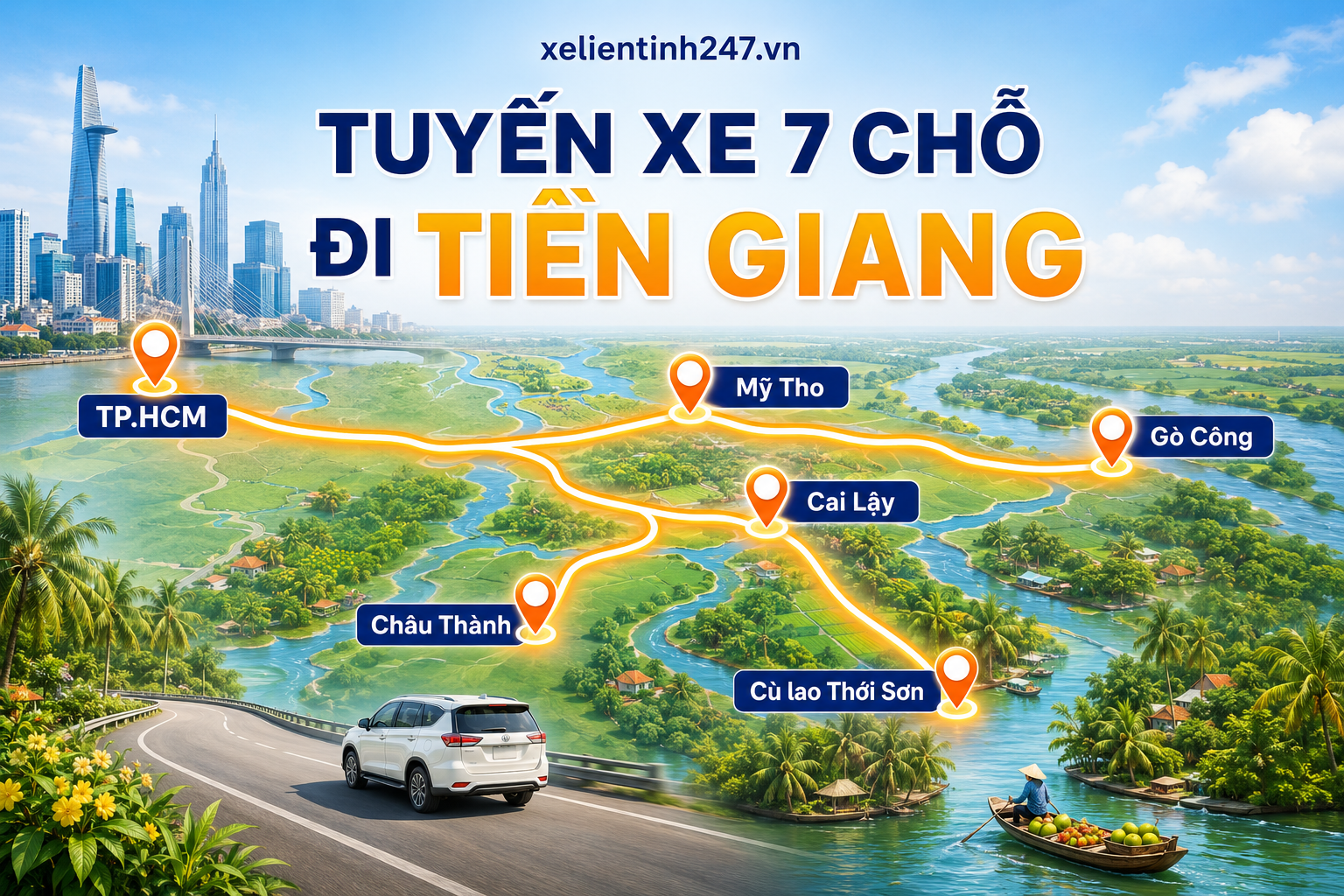 Ảnh minh họa các tuyến thuê xe 7 chỗ từ TP.HCM đi Tiền Giang