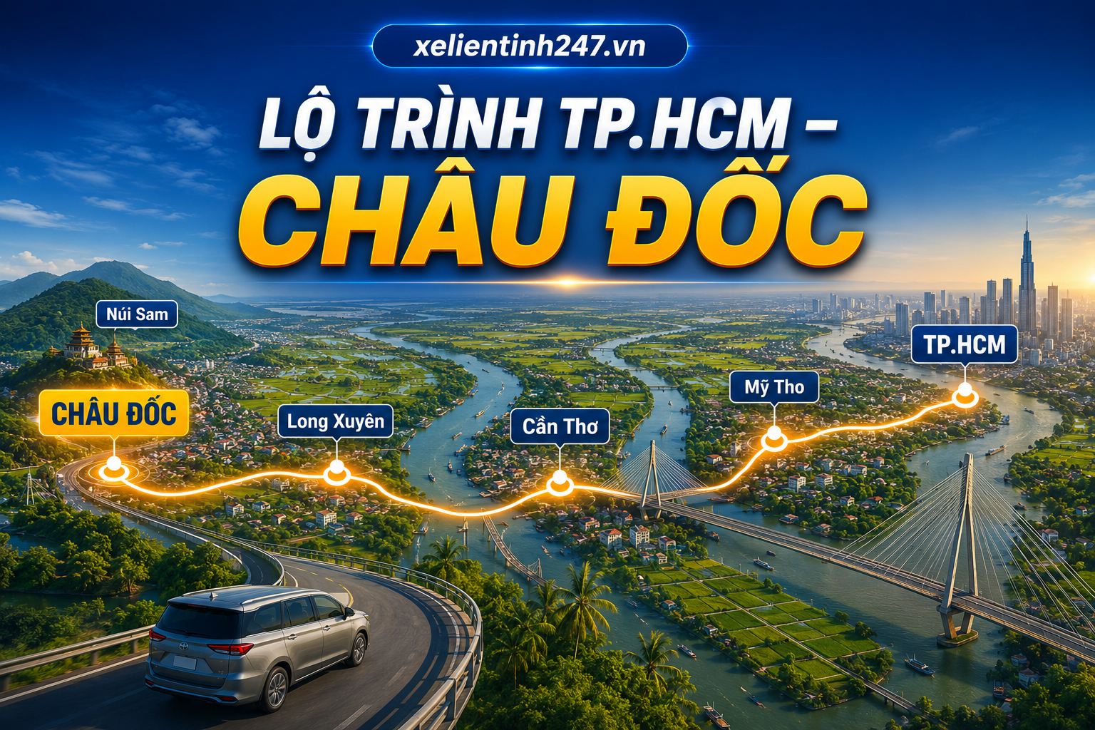 Ảnh minh họa lộ trình thuê xe 7 chỗ từ TP.HCM đi Châu Đốc