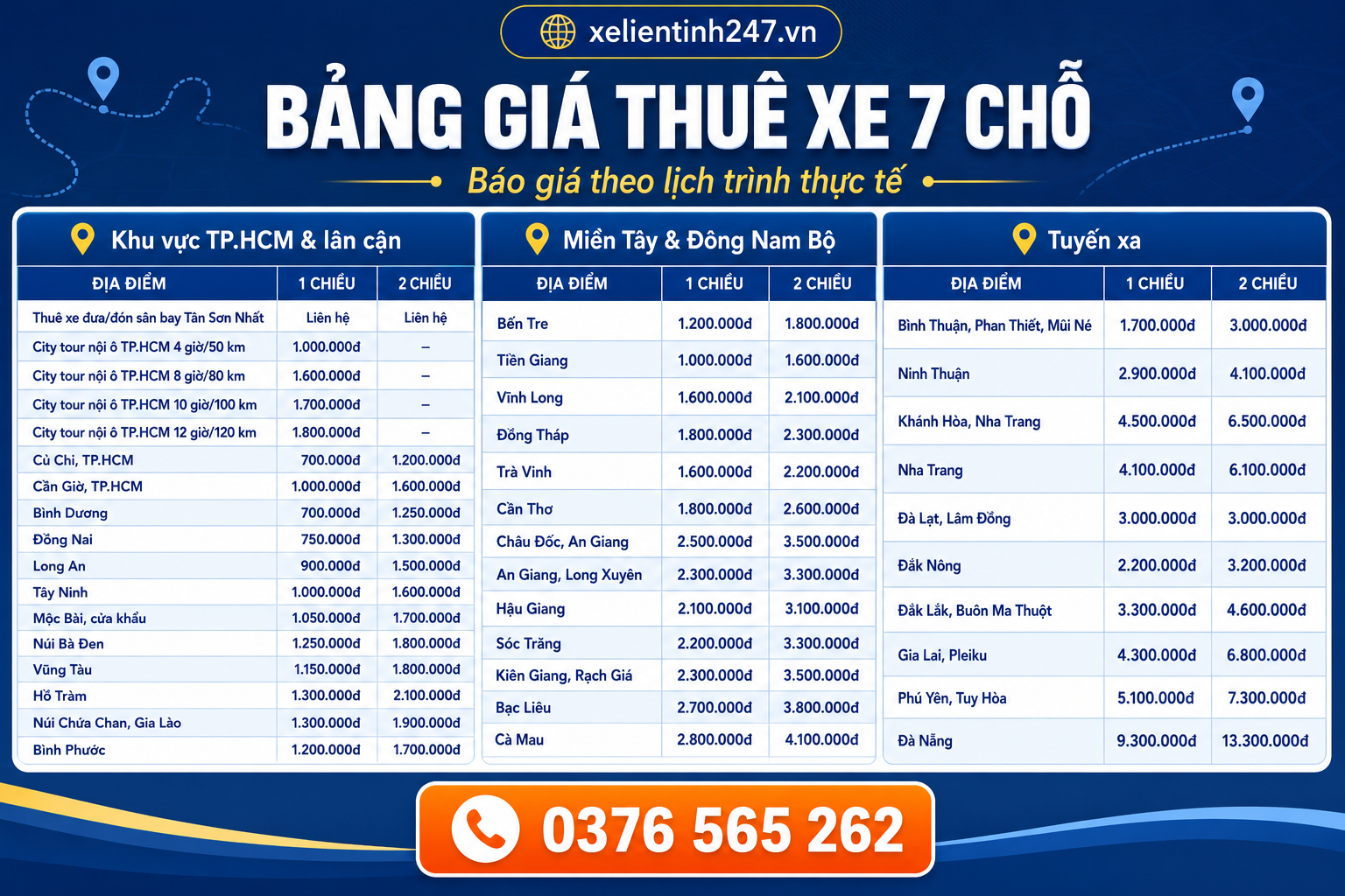 Liên hệ Xe Liên Tỉnh 247 để nhận báo giá thuê xe 7 chỗ theo lịch trình thực tế.