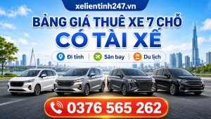 Bảng giá thuê xe 7 chỗ có tài xế tại TP.HCM giúp khách dễ tham khảo chi phí trước khi đặt xe đi tỉnh, đi sân bay hoặc đi du lịch.
