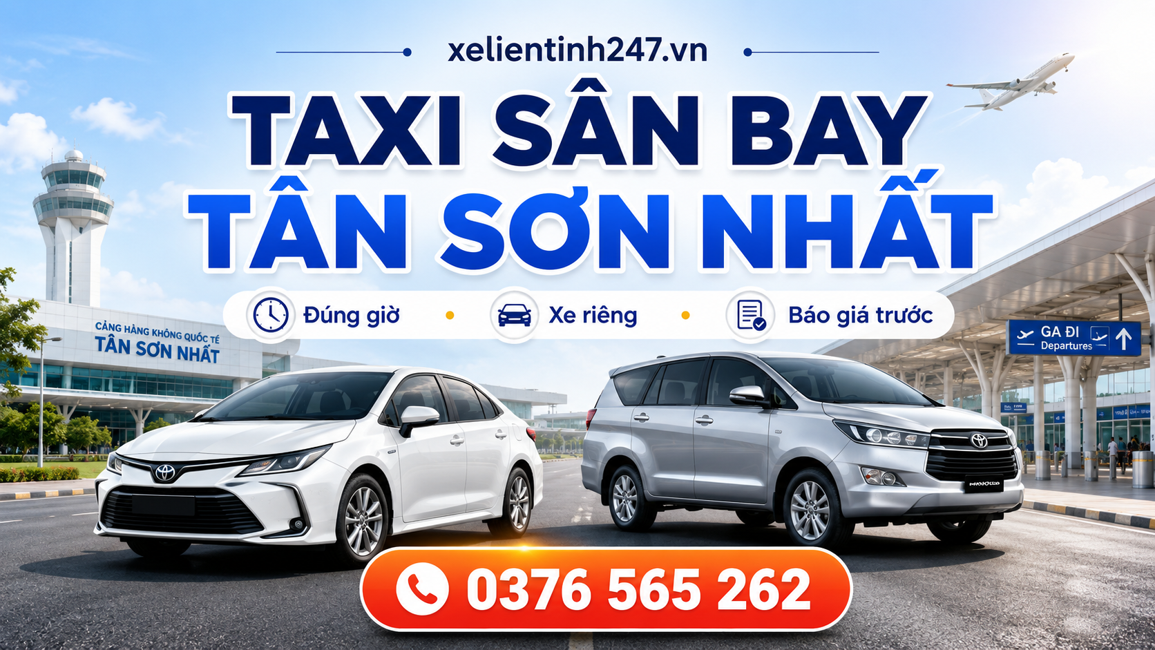 Dịch vụ taxi sân bay Tân Sơn Nhất, xe riêng đưa đón tận nơi, báo giá trước.
