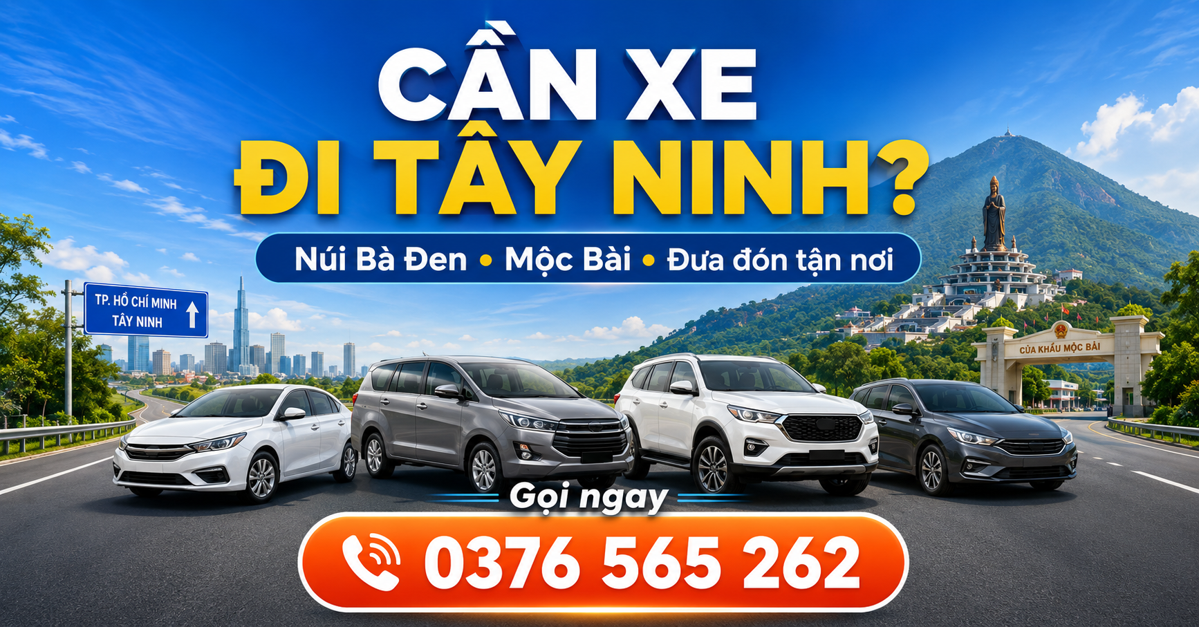 Cần thuê xe đi Tây Ninh, Núi Bà Đen hoặc Mộc Bài? Gọi Xe Liên Tỉnh 247 để được tư vấn và báo giá nhanh.