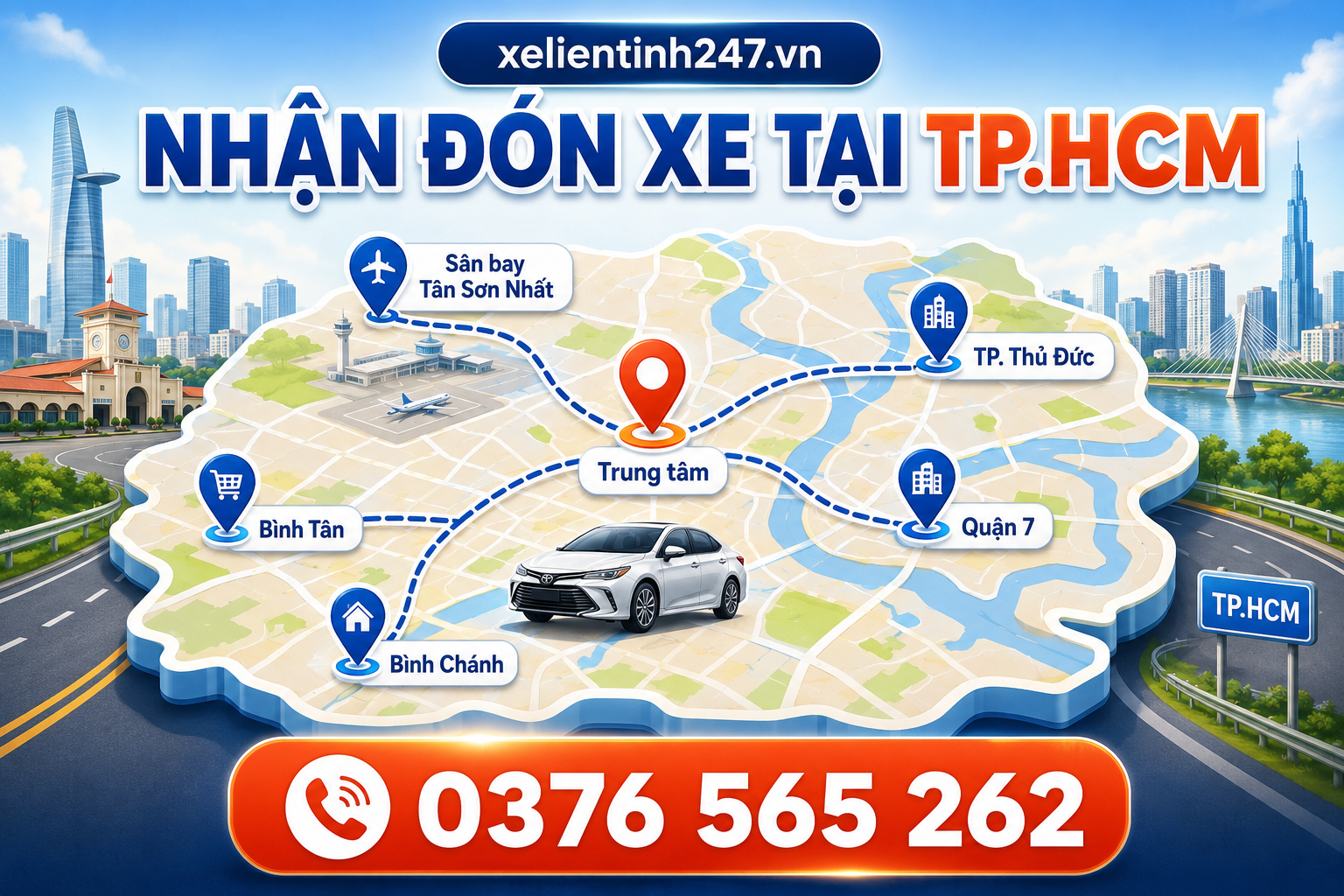 Khu vực nhận đón thuê xe Sài Gòn