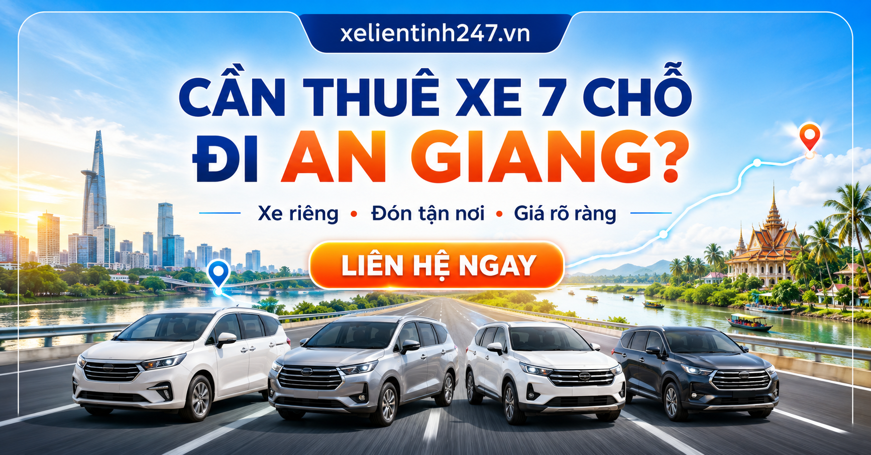 Liên hệ Xe Liên Tỉnh 247 để đặt thuê xe 7 chỗ đi An Giang nhanh chóng.