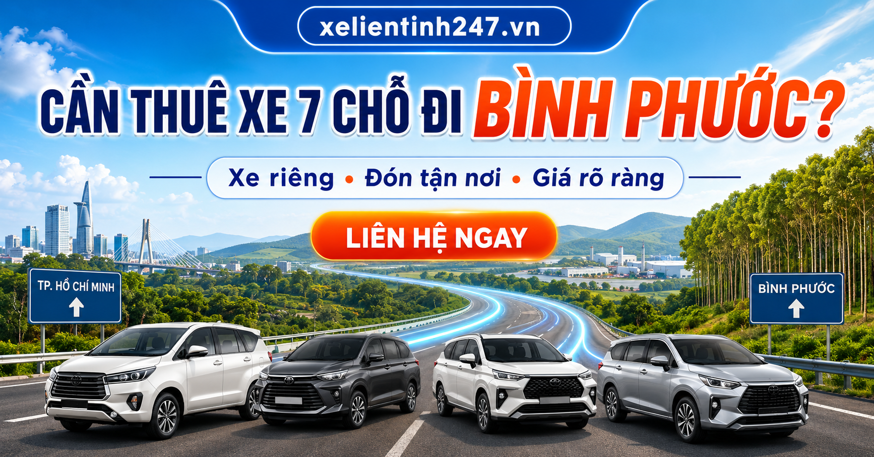 Liên hệ Xe Liên Tỉnh 247 để đặt thuê xe 7 chỗ đi Bình Phước nhanh chóng.