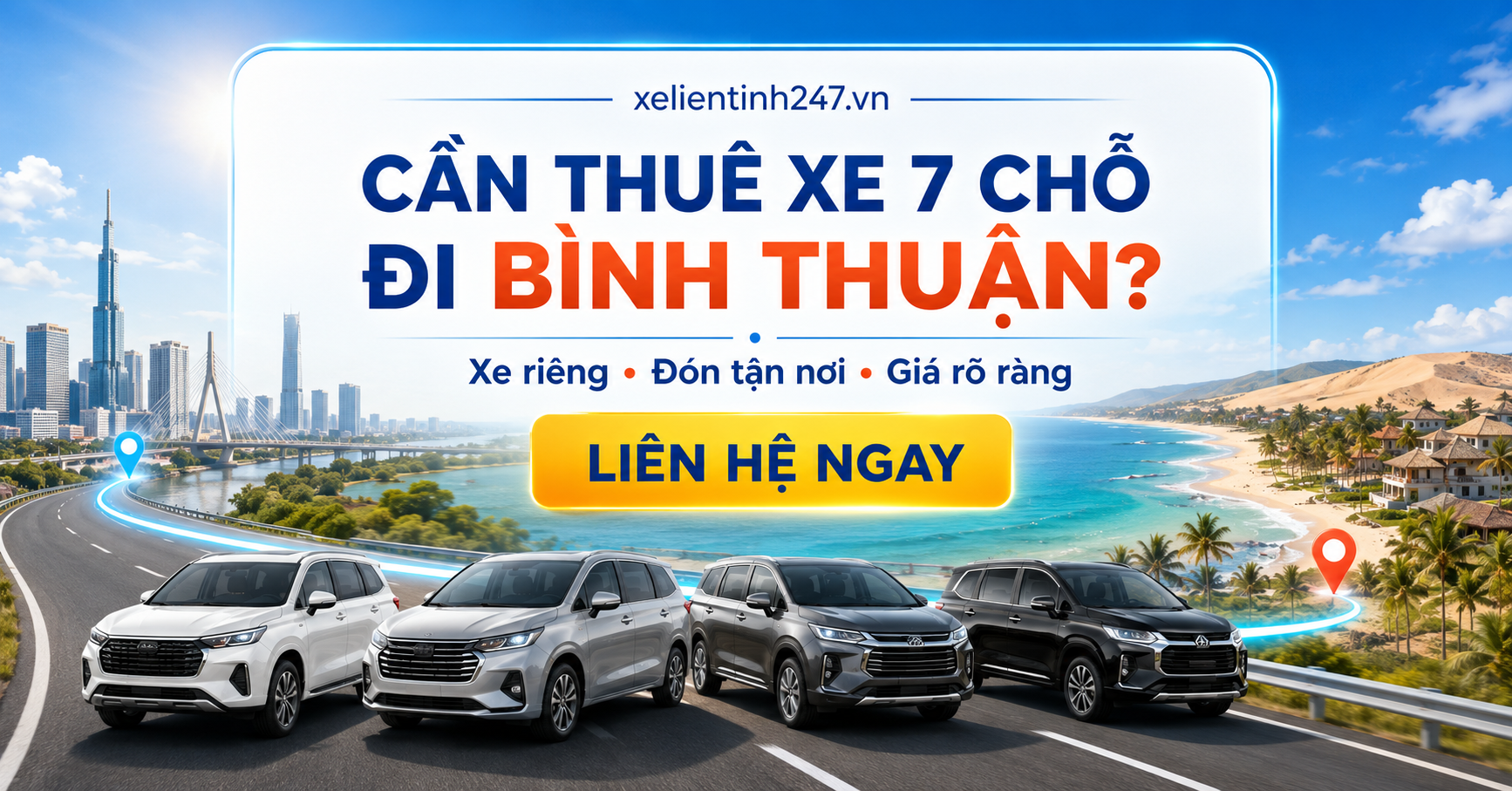Liên hệ Xe Liên Tỉnh 247 để đặt thuê xe 7 chỗ đi Bình Thuận nhanh chóng.