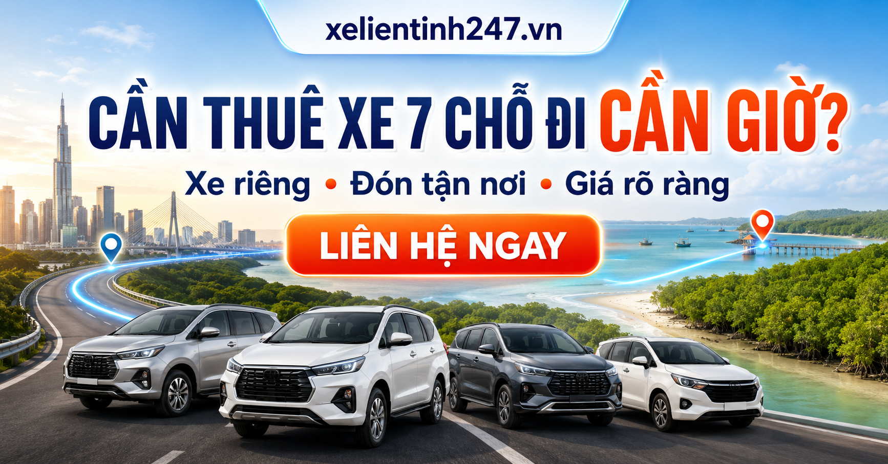 Liên hệ Xe Liên Tỉnh 247 để đặt thuê xe 7 chỗ đi Cần Giờ nhanh chóng.