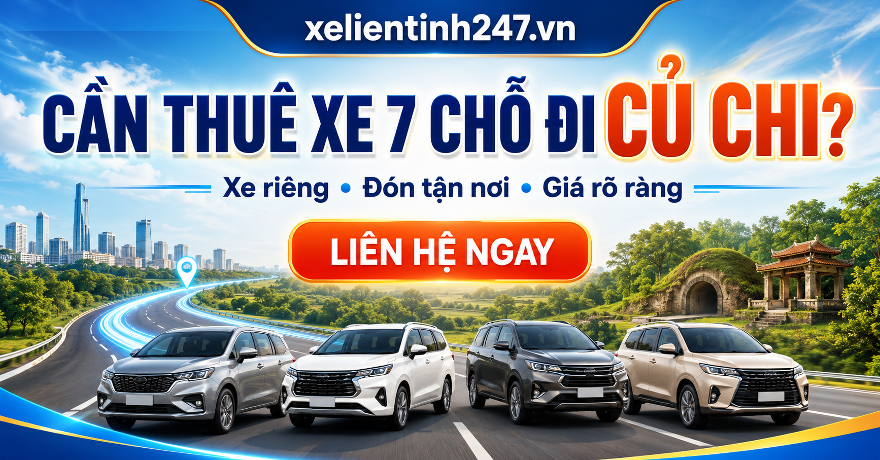 Liên hệ Xe Liên Tỉnh 247 để đặt thuê xe 7 chỗ đi Củ Chi nhanh chóng.
