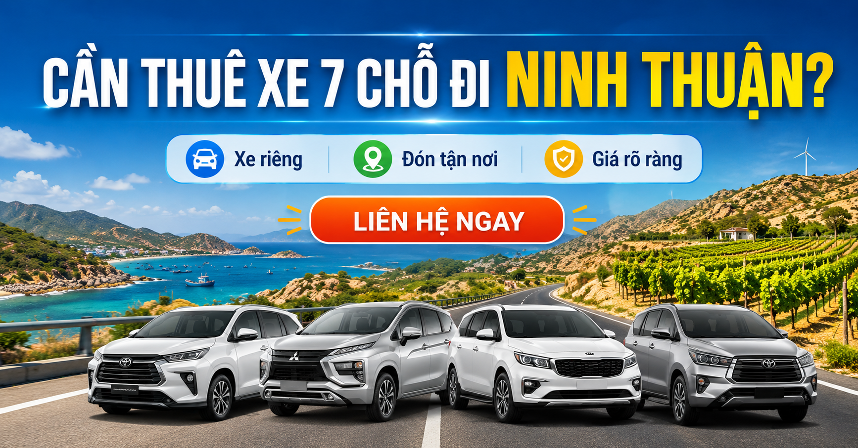 Liên hệ Xe Liên Tỉnh 247 để đặt thuê xe 7 chỗ đi Ninh Thuận nhanh chóng.