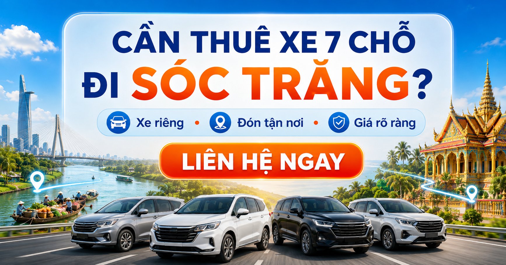 Liên hệ Xe Liên Tỉnh 247 để đặt thuê xe 7 chỗ đi Sóc Trăng nhanh chóng.