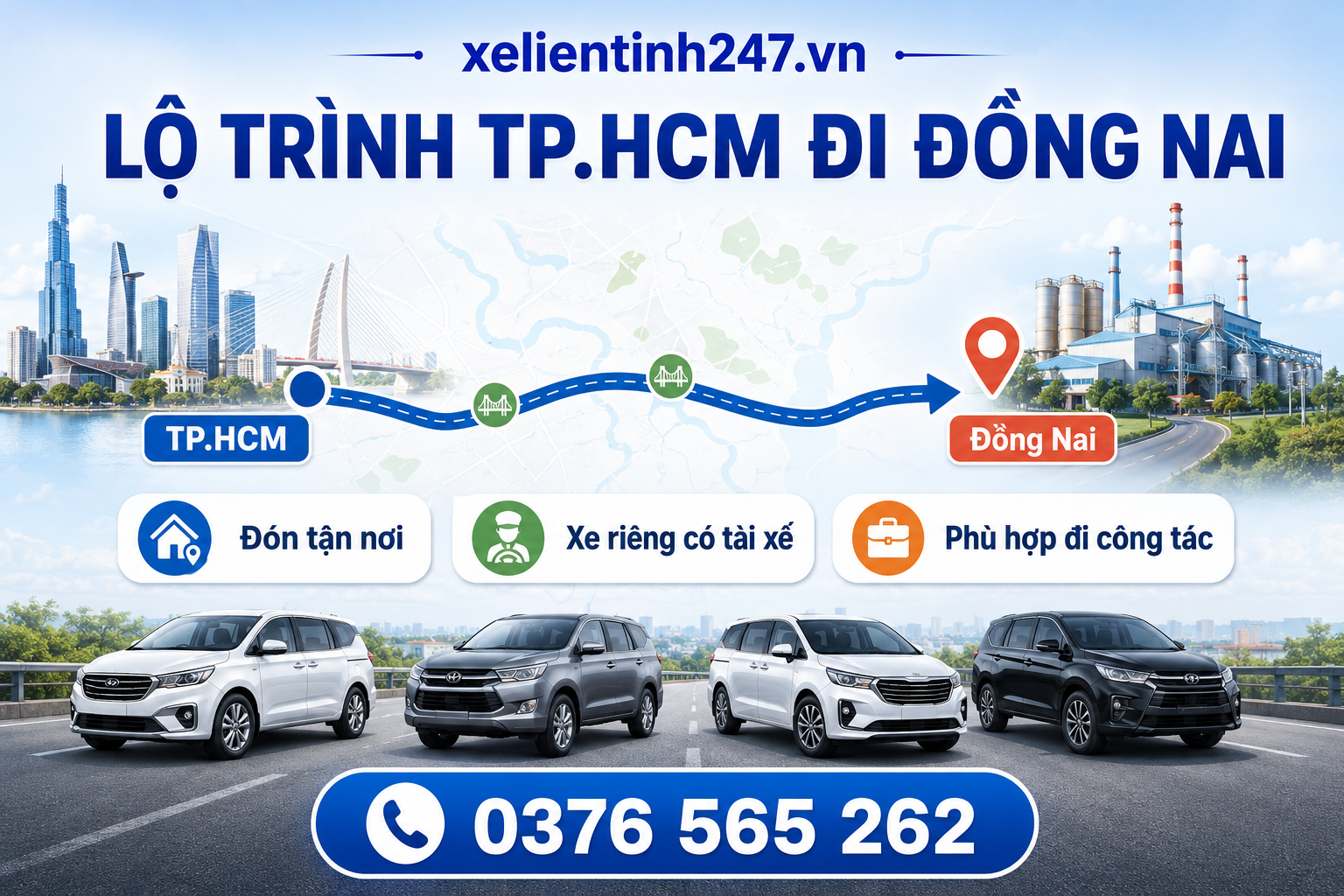 Tuyến TP.HCM đi Đồng Nai phù hợp cho xe 7 chỗ đi công tác, gia đình và đưa đón doanh nghiệp.