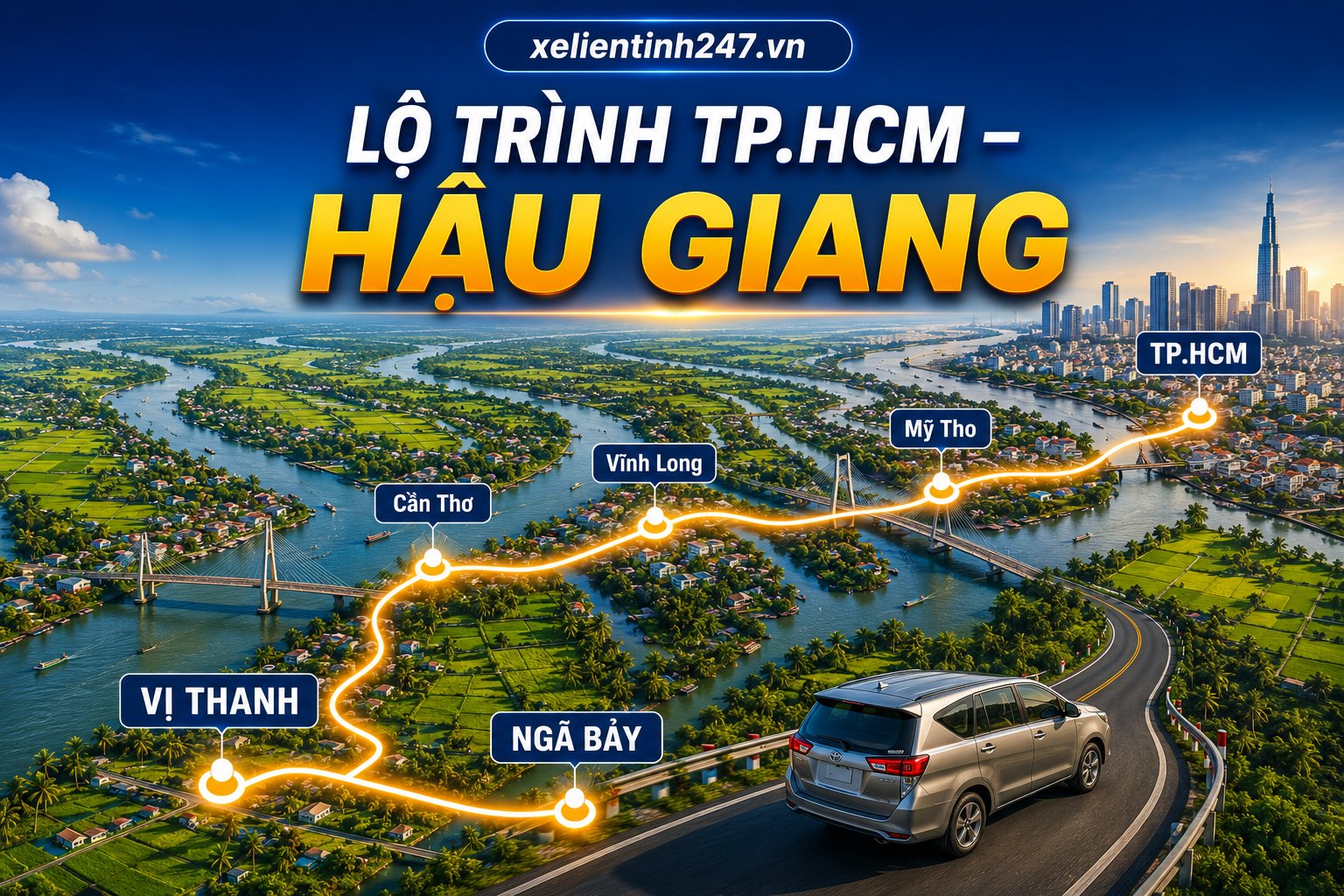 Lộ trình thuê xe 7 chỗ từ TP.HCM đi Vị Thanh và Ngã Bảy Hậu Giang
