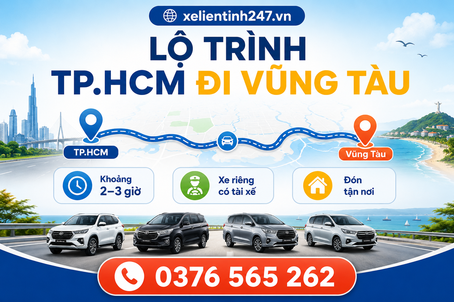 Tuyến TP.HCM đi Vũng Tàu phù hợp cho xe 7 chỗ đi gia đình, du lịch và công tác.