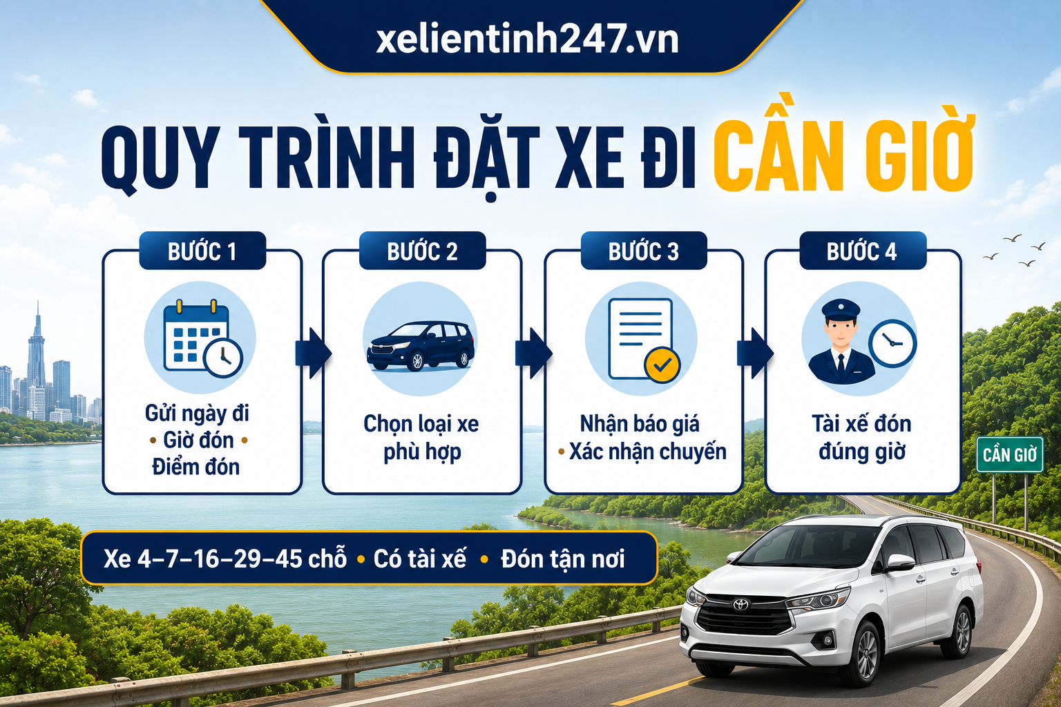 Bốn bước đặt xe đi Cần Giờ từ TP.HCM tại Xe Liên Tỉnh 247