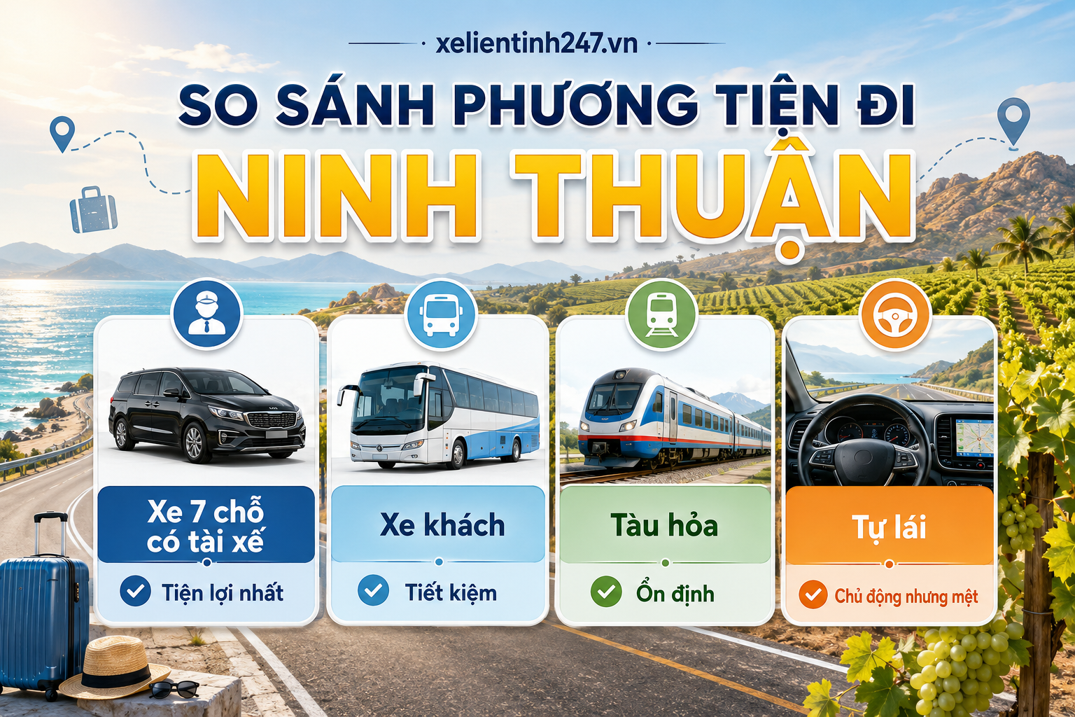 So sánh các phương tiện đi Ninh Thuận từ TP.HCM để chọn cách di chuyển phù hợp.