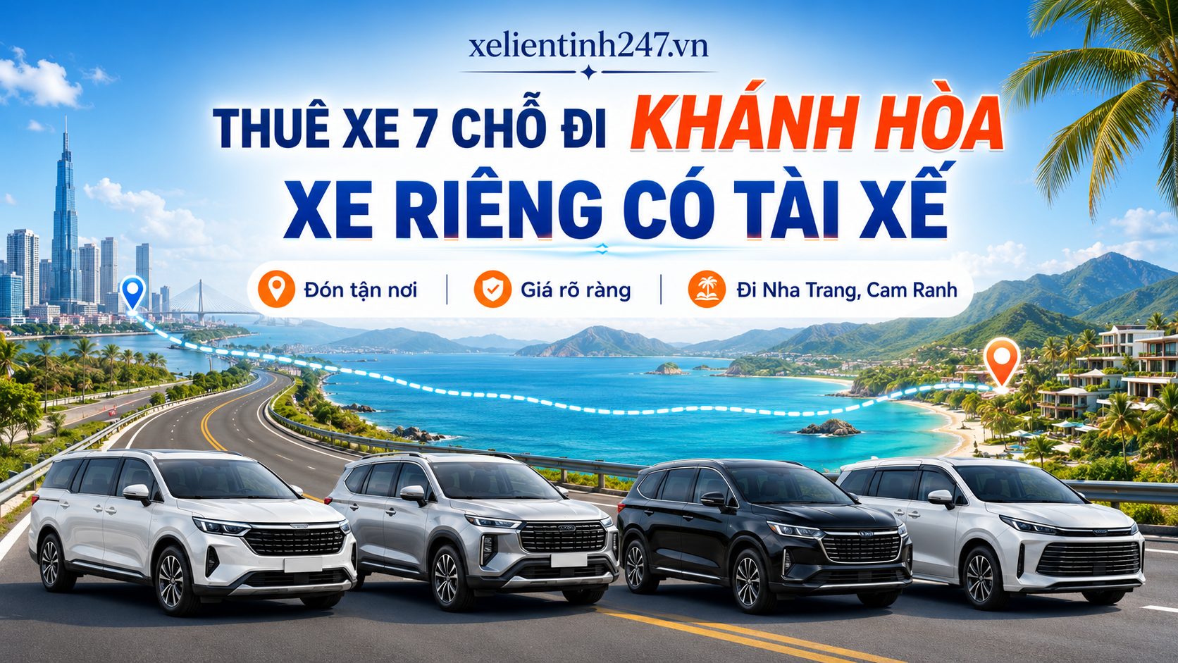 Dịch vụ thuê xe 7 chỗ đi Khánh Hòa từ Sài Gòn, xe riêng có tài xế, đón tận nơi.