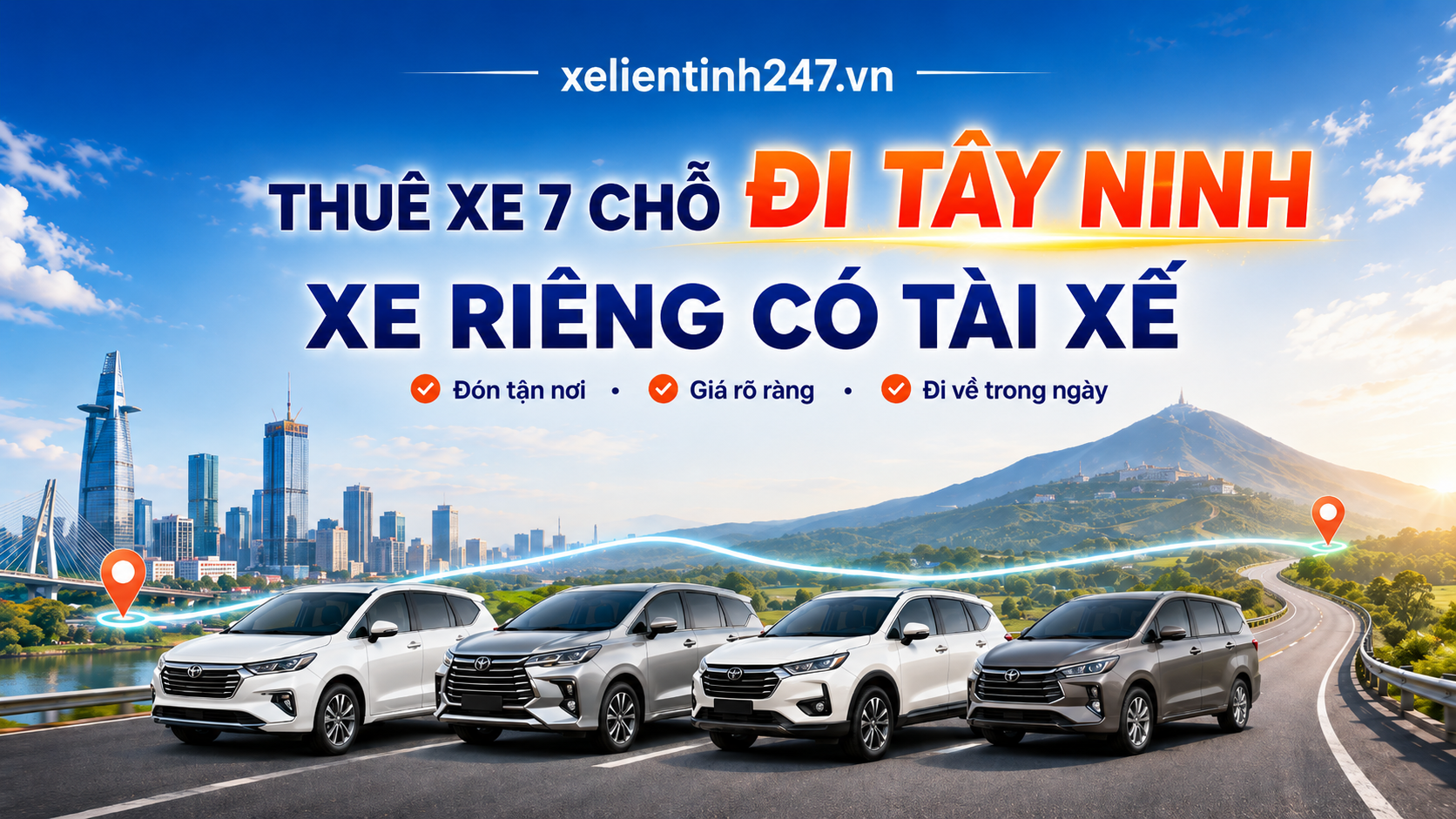 Thuê xe 7 chỗ đi Tây Ninh từ Sài Gòn, xe riêng có tài xế