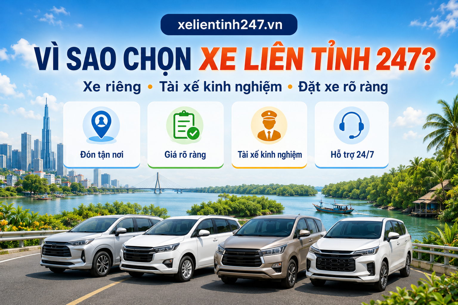 Xe Liên Tỉnh 247 cung cấp dịch vụ thuê xe đi Cà Mau với xe riêng, tài xế kinh nghiệm và quy trình đặt xe rõ ràng.