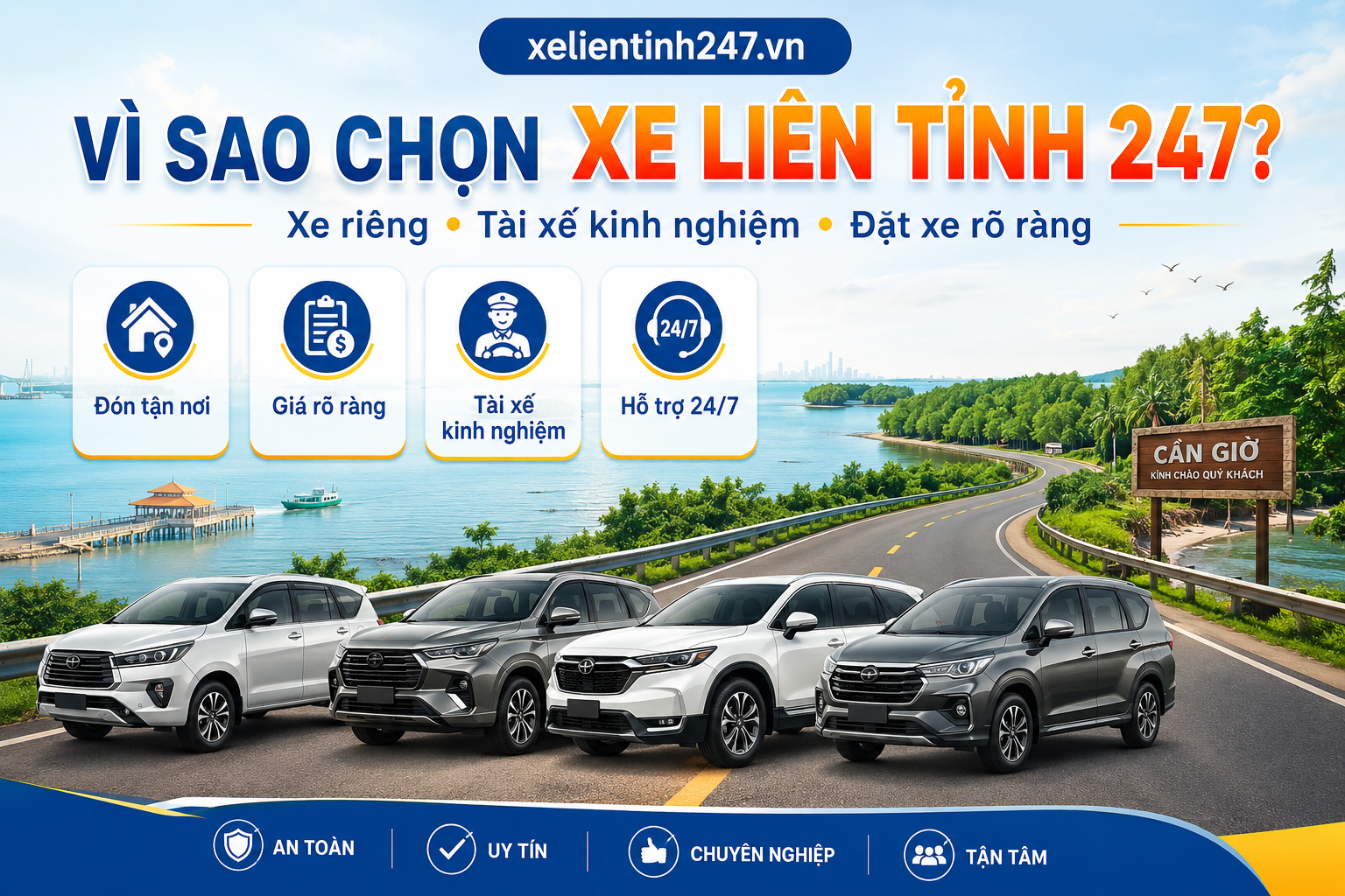 Xe Liên Tỉnh 247 cung cấp dịch vụ thuê xe đi Cần Giờ với xe riêng, tài xế kinh nghiệm và quy trình đặt xe rõ ràng.