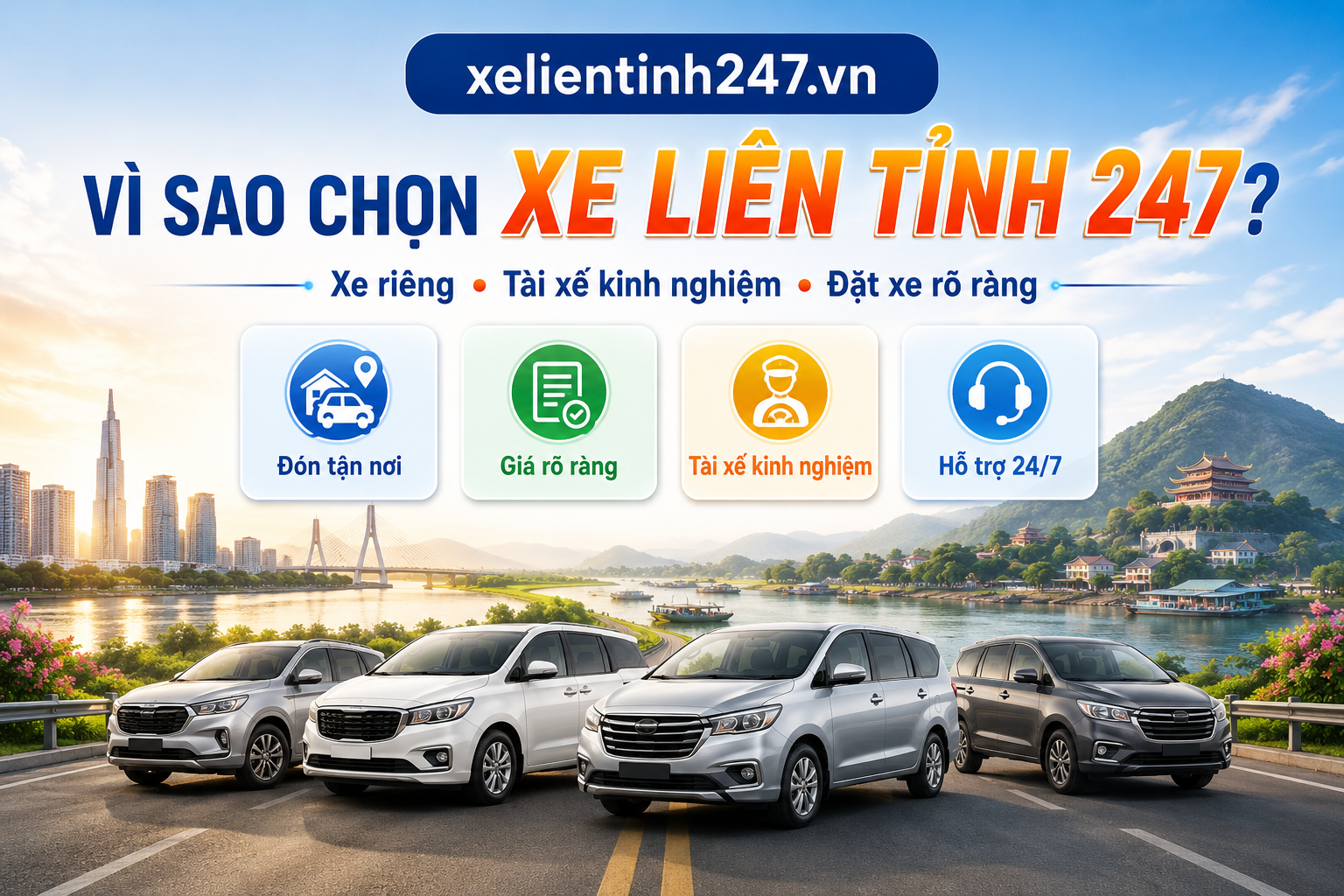 Xe Liên Tỉnh 247 cung cấp dịch vụ thuê xe đi Châu Đốc với xe riêng, tài xế kinh nghiệm và quy trình đặt xe rõ ràng.