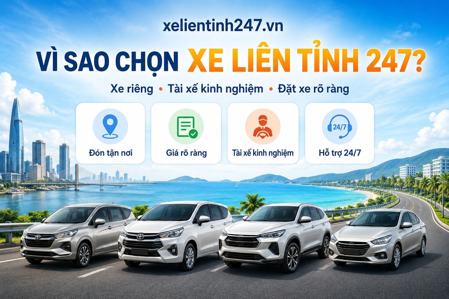 Xe Liên Tỉnh 247 cung cấp dịch vụ thuê xe đi Nha Trang với xe riêng, tài xế kinh nghiệm và quy trình đặt xe rõ ràng.