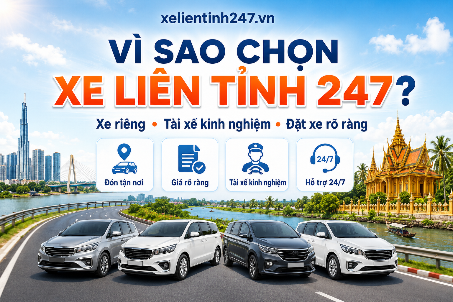 Xe Liên Tỉnh 247 cung cấp dịch vụ thuê xe đi Trà Vinh với xe riêng, tài xế kinh nghiệm và quy trình đặt xe rõ ràng.
