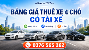 Bảng giá thuê xe 4 chỗ có tài xế tại TP.HCM, phù hợp đi nội thành, sân bay và các tuyến đi tỉnh.