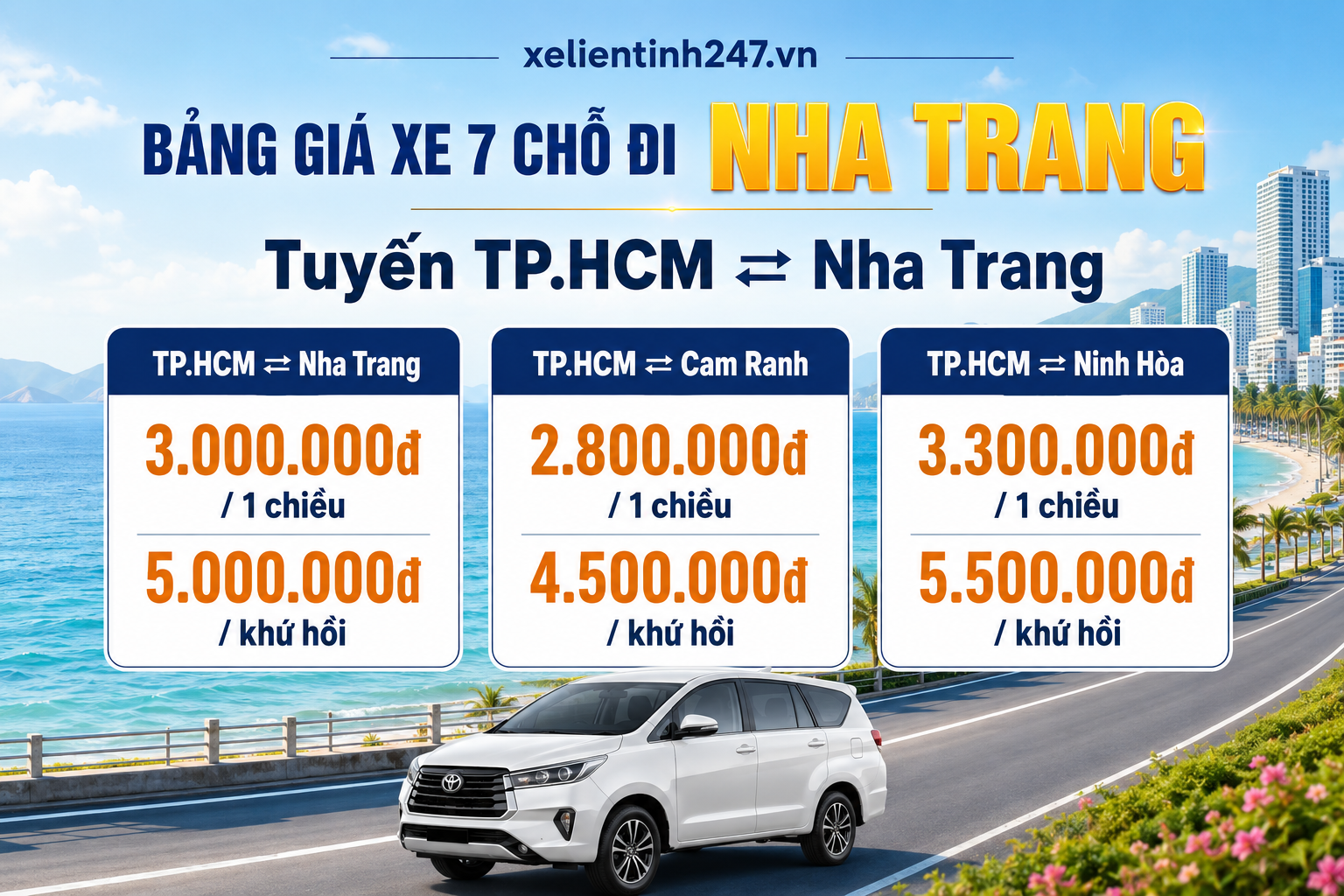 Bảng giá thuê xe 7 chỗ đi Nha Trang từ TP.HCM