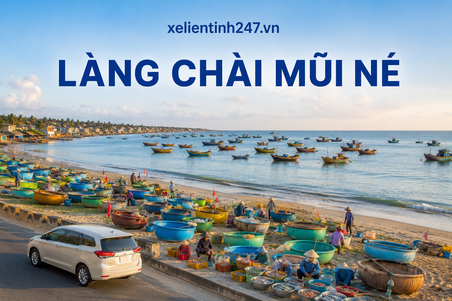 Ảnh minh họa Làng Chài Mũi Né – điểm ngắm bình minh, thuyền thúng và hải sản địa phương.