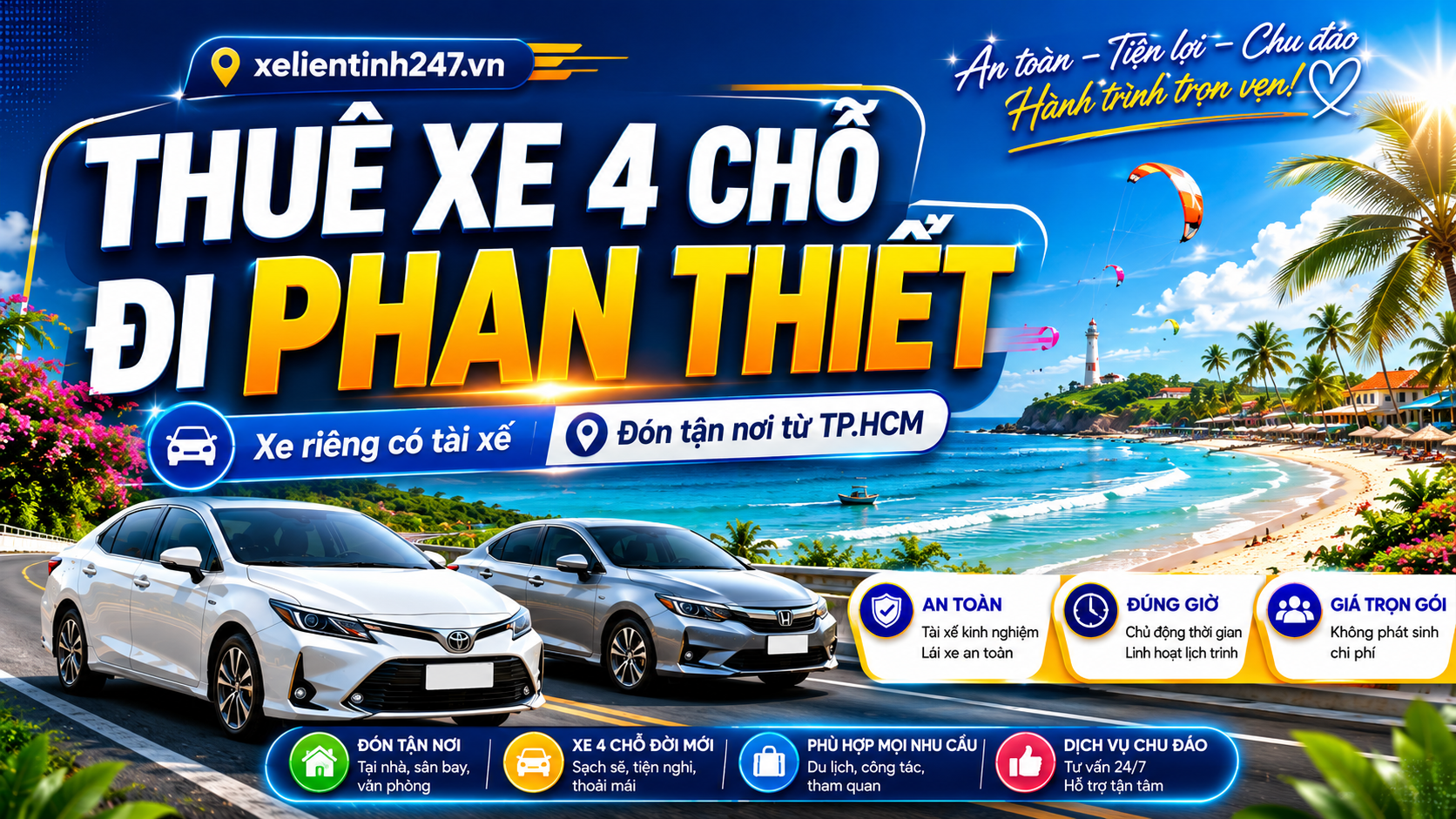 Thuê xe 4 chỗ đi Phan Thiết trọn gói có tài xế từ TP.HCM