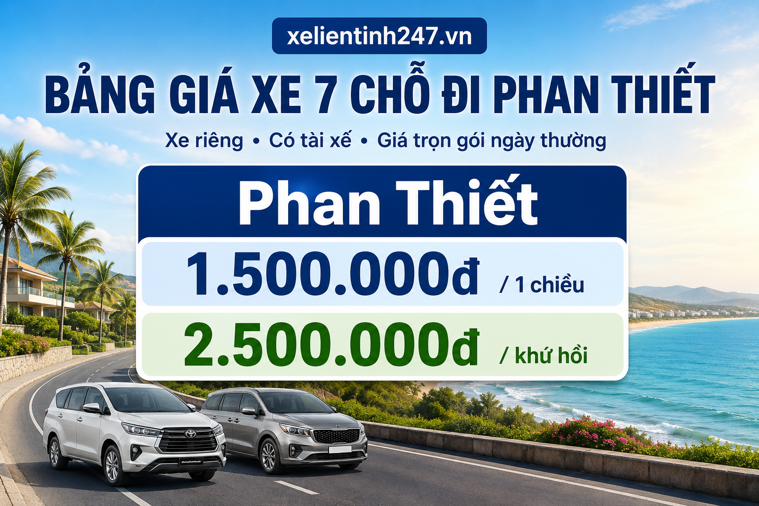 Bảng giá thuê xe 7 chỗ đi Phan Thiết