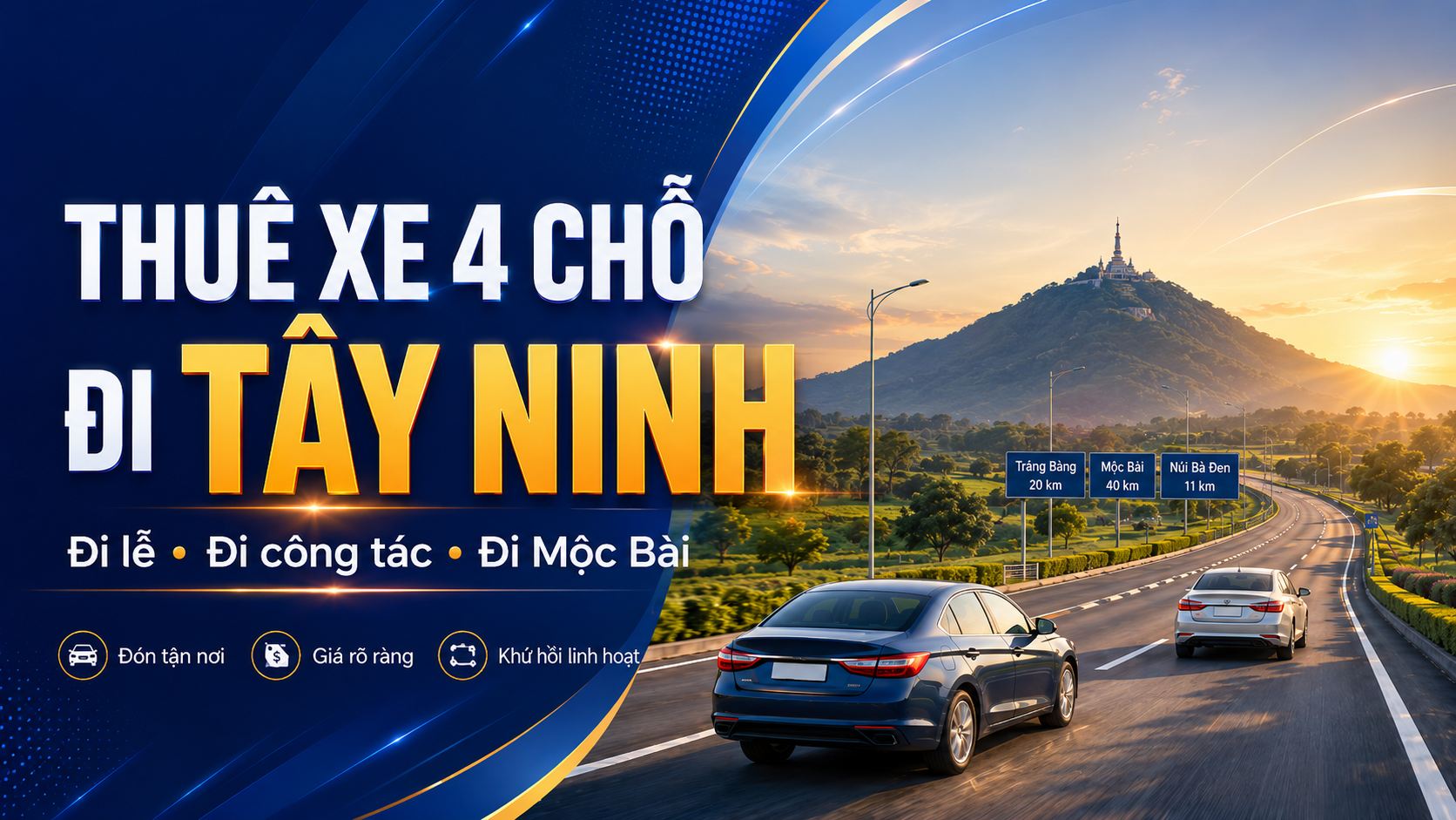 Thuê xe 4 chỗ đi Tây Ninh có tài xế từ TP.HCM đi Mộc Bài và Núi Bà Đen